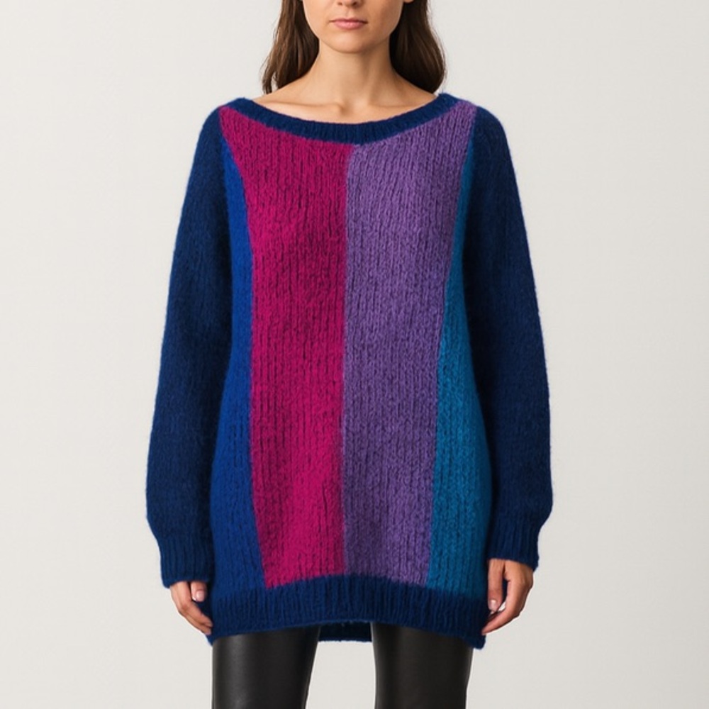 Maiami NWT Colorblock Alpaca Blend Sweater Women's Small Medium Cozy Luxury